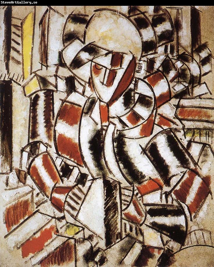 Fernard Leger The fem wearing in red and green color